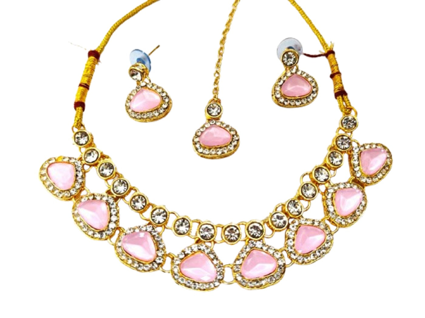 Traditional Green Stone Necklace Set for Navratri | Earrings & Maang Tikka | Festive Jewellery by Sudiksha
