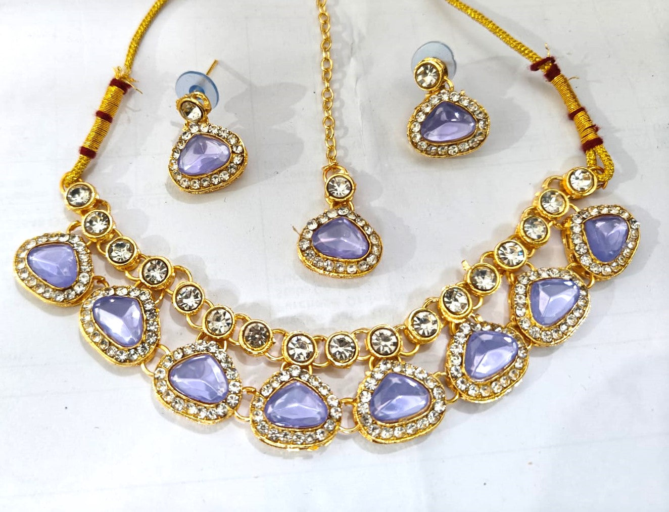 Traditional Green Stone Necklace Set for Navratri | Earrings & Maang Tikka | Festive Jewellery by Sudiksha
