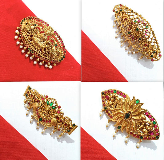South Indian Hair Clip Combo of 4 Designs  Matte Finish C-combo-1 (pack of 4)